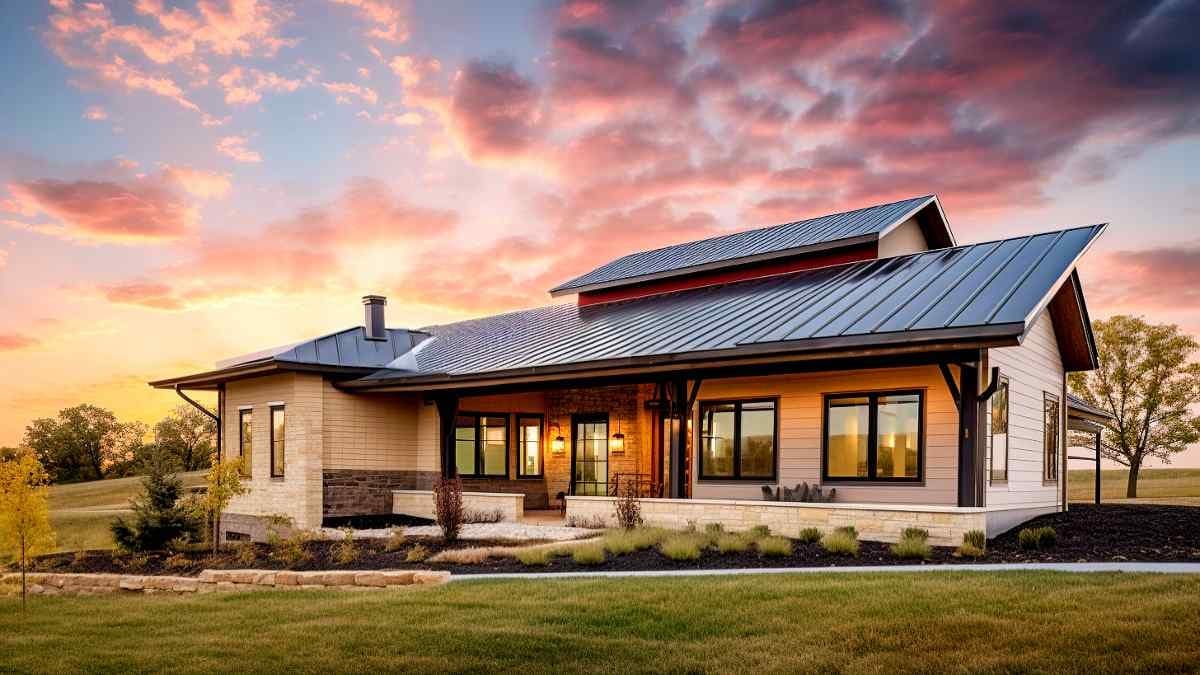 Standing seam metal roof on a modern Ohio home